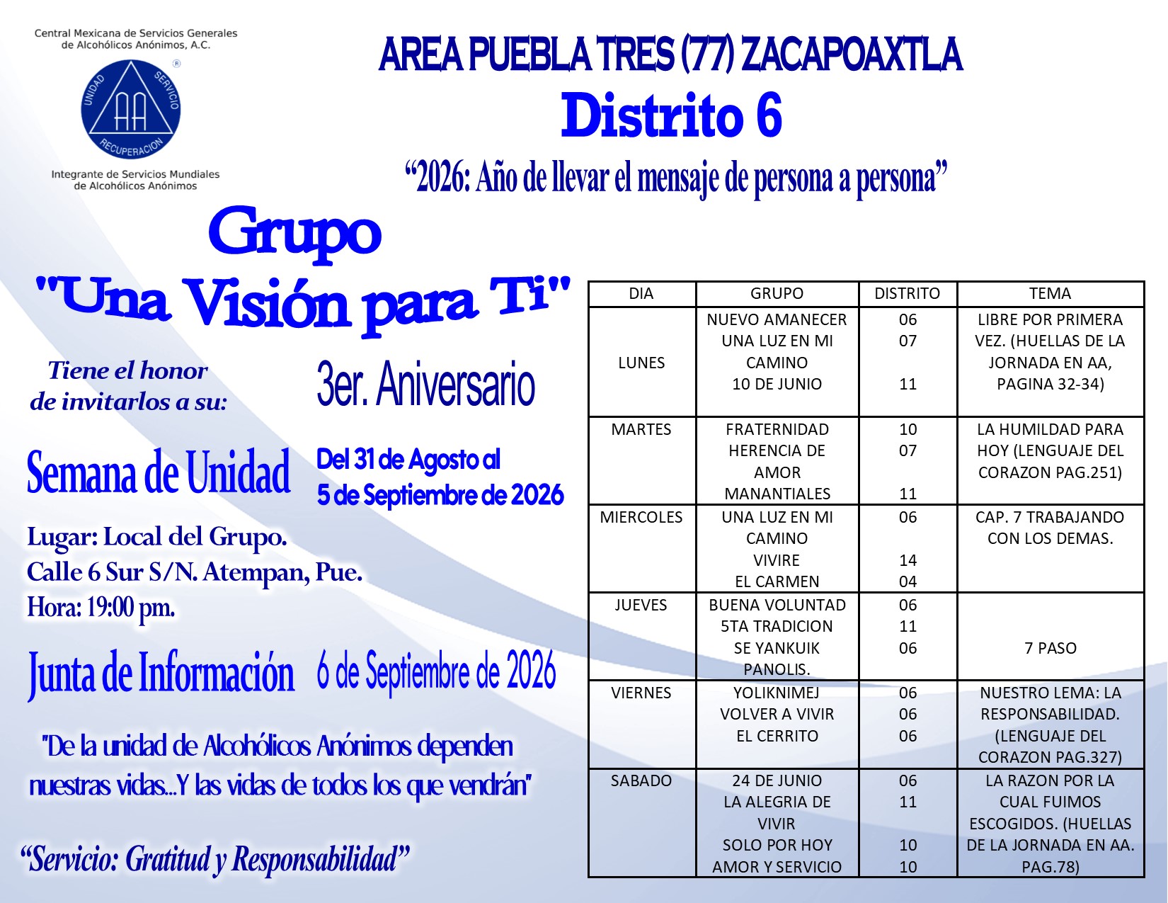 3er. Aniversario del Grupo "Una Visión para Ti"